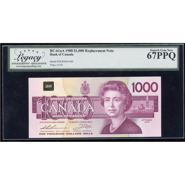 Bank of Canada $1000, 1988 Replacement