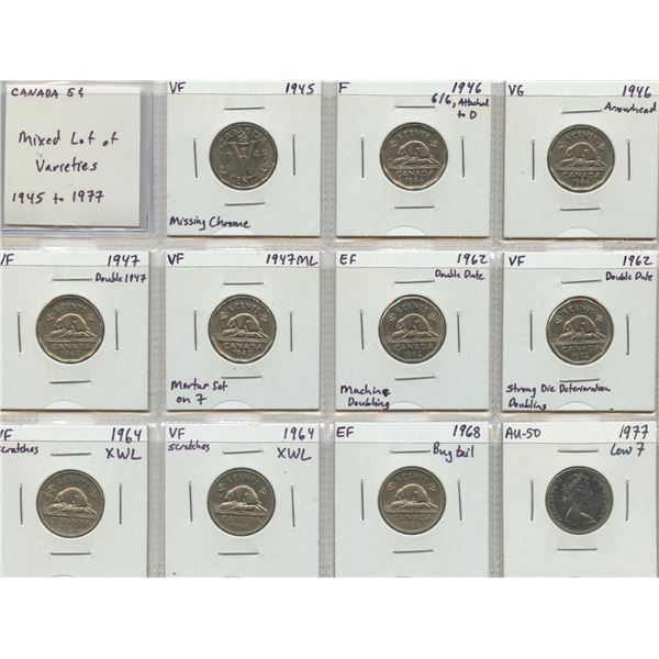 Canada 5 Cent Varieties Lot