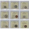 Image 1 : Canadian Proof Like Lot of 9 ICCS Graded Coins