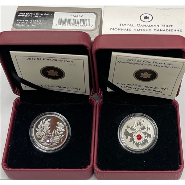 2012 June Birthstone & 2013 Hummingbird with Morning Glory $3 Coins