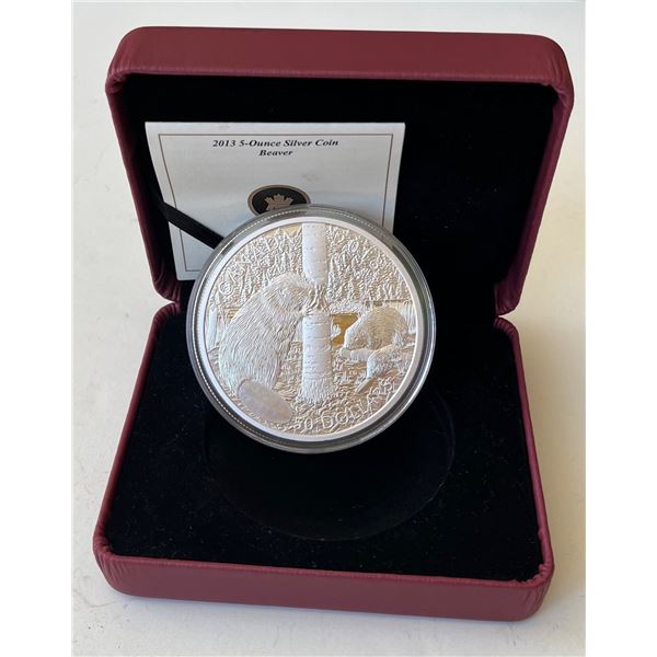 2013 Canada $50 Beaver Fine Silver Coin