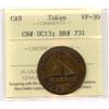 Image 1 : Upper Canada Halfpenny Token, 1833