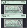 Image 1 : Bank of Canada $1, 1954 - Lot of 2 Consecutive Replacements