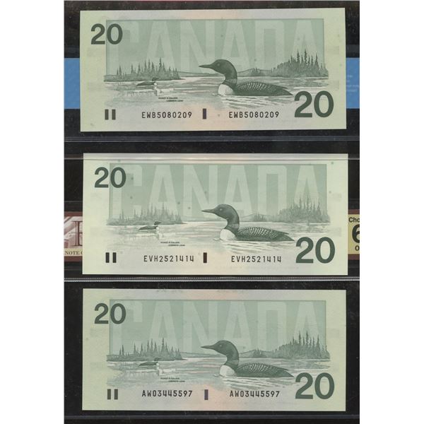 Bank of Canada $20, 1991 - Graded Trio