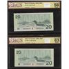 Image 2 : Bank of Canada $20, 1991 - Graded Trio