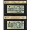 Image 3 : Bank of Canada $20, 1991 - Graded Trio