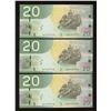 Image 1 : Bank of Canada $20, 2004 - Lot of 3 Changeover
