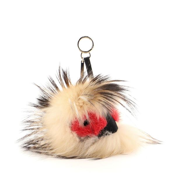 Fendi Monster Bug Bag Charm Fur with Leather Multicolor