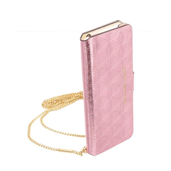 Michael Kors Metallic Pink Leather Iphone 7 Folio Case