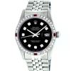 Image 1 : Rolex Mens Stainless Steel Black Diamond & Ruby 36MM Datejust