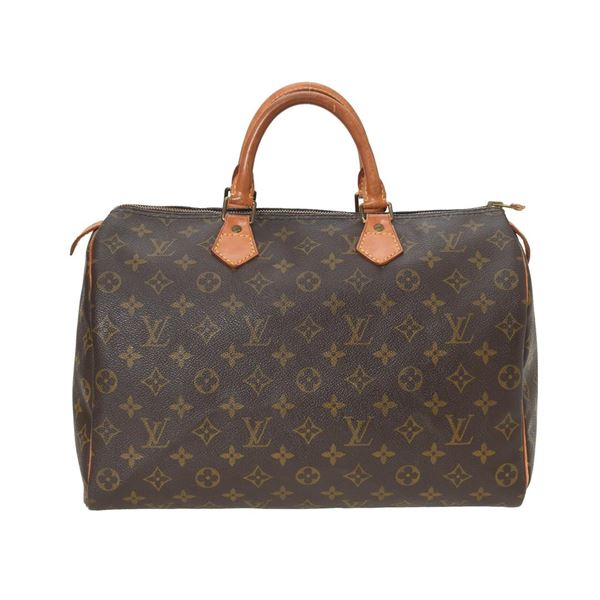 Louis Vuitton Brown Monogram Canvas Leather Speedy 35 cm Handbag