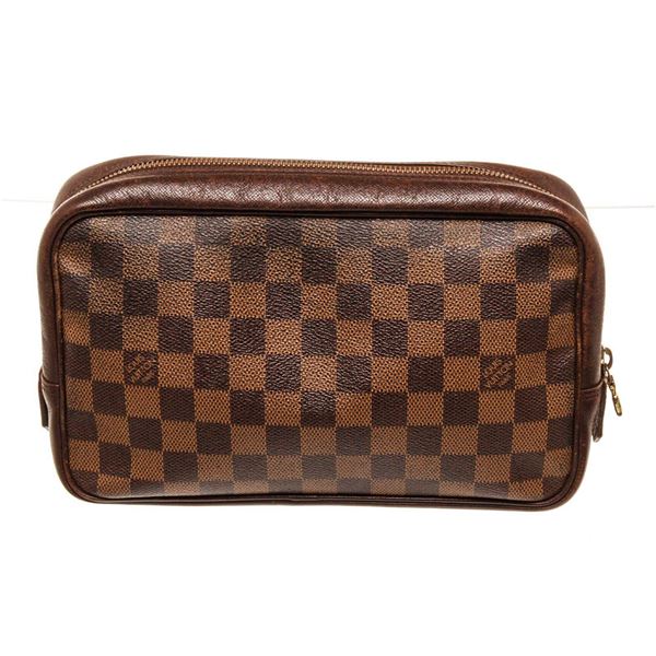 Louis Vuitton Brown Damier Canvas Toiletry Pouch Cosmetic Bag