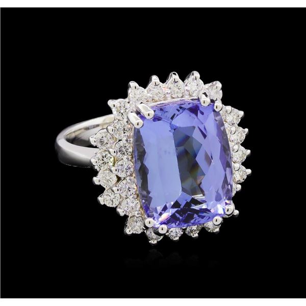 8.62 ctw Tanzanite and Diamond Ring - 14KT White Gold