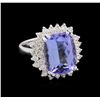 Image 1 : 8.62 ctw Tanzanite and Diamond Ring - 14KT White Gold
