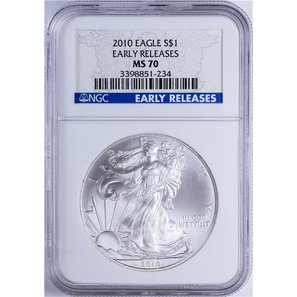 2010 $1 American Silver Eagle NGC MS70 Early Releases