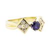 Image 1 : 1.02 ctw Blue Sapphire and Diamond Ring - 14KT Yellow Gold