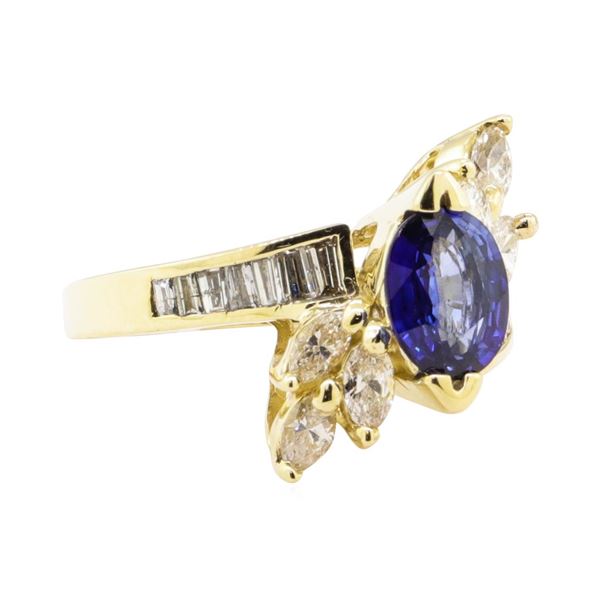 2.34 ctw Blue Sapphire And Diamond Ring - 14KT Yellow Gold