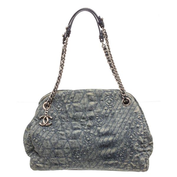 Chanel Denim Camelia Large Shoulder Bag