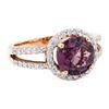 Image 1 : 2.94 ctw Round Mixed Lavender Spinel And Round Brilliant Cut Diamond Ring - 14KT