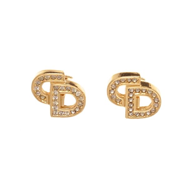 Christian Dior Gold Logo Earrings