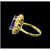 Image 3 : 14KT Yellow Gold 5.44 ctw Tanzanite and Diamond Ring