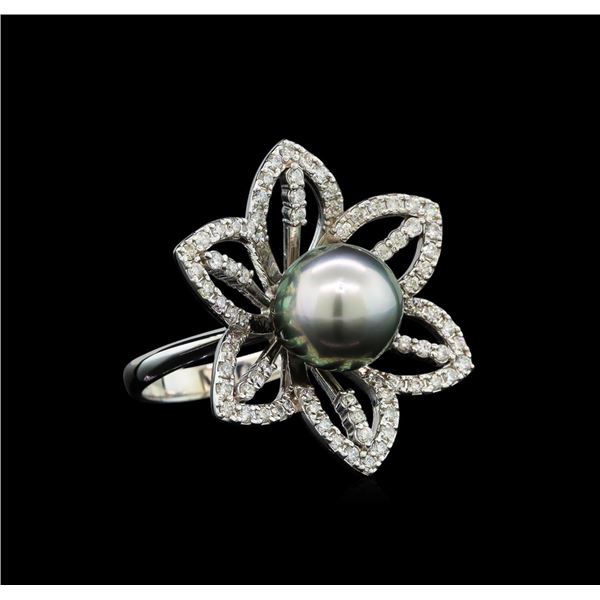 Pearl and Diamond Ring - 14KT White Gold