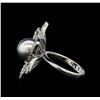 Image 3 : Pearl and Diamond Ring - 14KT White Gold