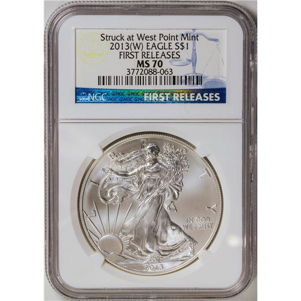 2013-W American Silver Eagle .999 Fine Silver Dollar Coin NGC MS70