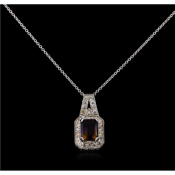 2.75 ctw Ametrine and Diamond Pendant With Chain - 14KT White Gold