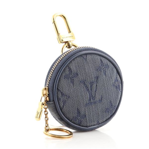 Louis Vuitton Navy Blue Monogram Denim Round Bag Charm and Key Holder