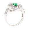 Image 4 : 1.16 ctw Oval Mixed Emerald And Round Brilliant Cut Diamond Ring - 14KT White Go