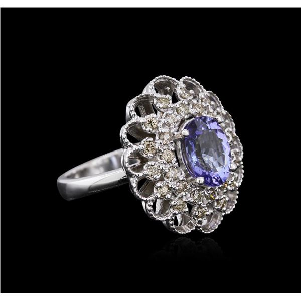 14KT White Gold 2.12 ctw Tanzanite and Diamond Ring