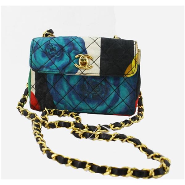 Chanel Multicolor Floral Print Quilted Canvas CC Turn-lock Flap Shoulder Bag