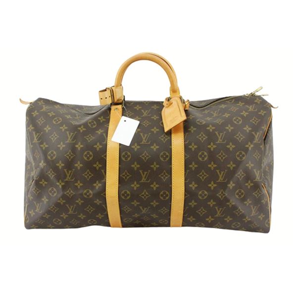 Louis Vuitton Brown Monogram Canvas Leather Keepall 55 cm Duffle Bag Luggage