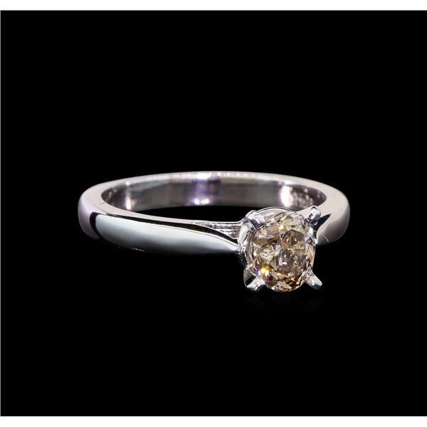 14KT White Gold 0.95 ctw Oval Cut Fancy Brown Diamond Solitaire Ring