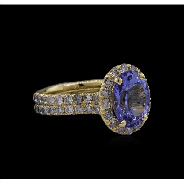 3.44 ctw Tanzanite and Diamond Ring - 14KT Yellow Gold