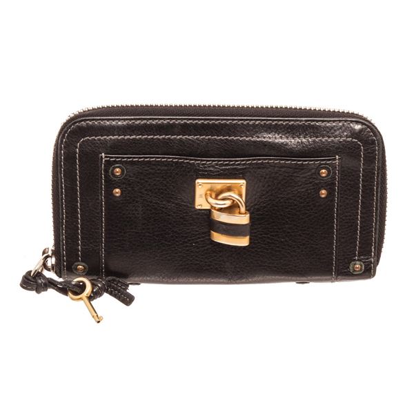 Chloe Black Leather Zip Wellet