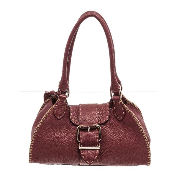 Fendi Burgundy Selleria Mini Tote Bag