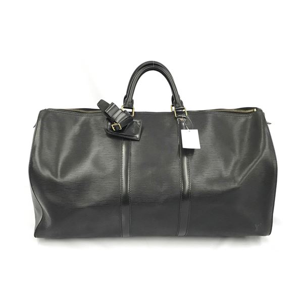 Louis Vuitton Black Epi Leather Keepall 55cm Duffle Bag