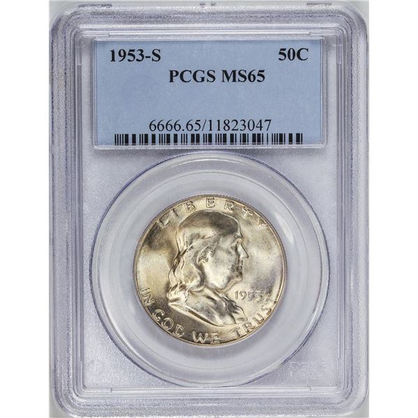 1953-S Franklin Half Dollar Coin PCGS MS65