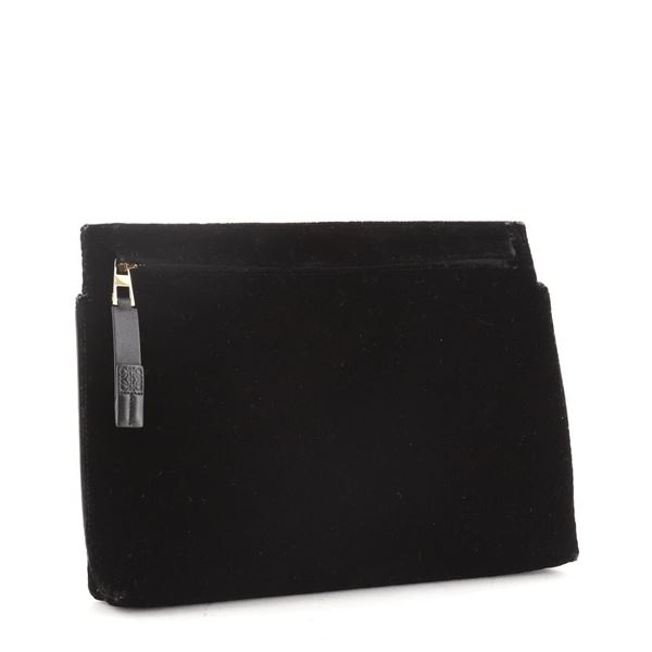 Loewe T Pouch Anagram Embossed Velvet Black