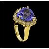 Image 4 : 8.84 ctw Tanzanite and Diamond Ring - 14KT Yellow Gold