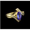 Image 1 : 14KT Yellow Gold 0.99 ctw Tanzanite and Diamond Ring