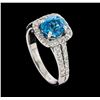 Image 4 : 2.34 ctw Blue Zircon and Diamond Ring - 14KT White Gold