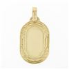 Image 3 : Solid 18k Yellow Gold Simple Engravable Polished Oval Pendant w/ Grooved Frame