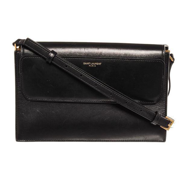 Saint Laurent Black Leather Catherine Crossbody Bag