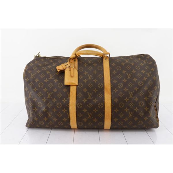 Louis Vuitton Brown Monogram Canvas Leather KeepallDuffle Bag Luggage