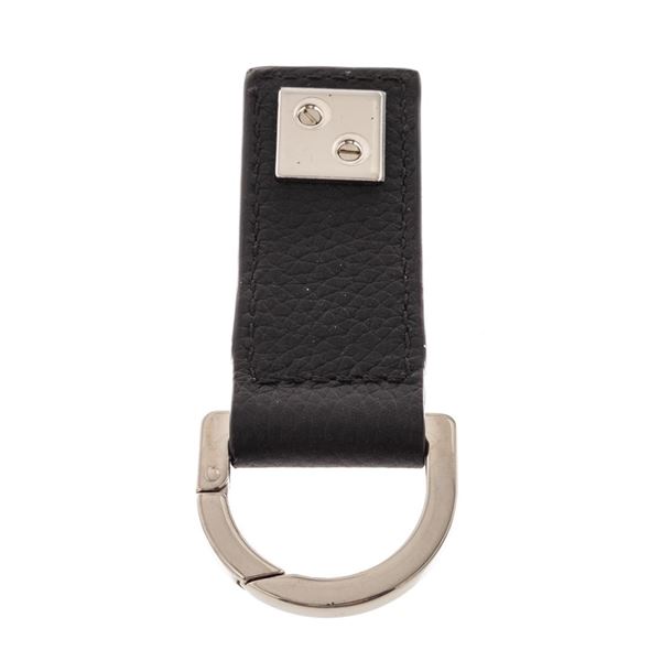 Christian Dior Black Silver Leather Key Ring