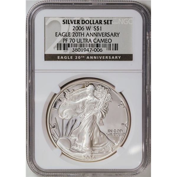 2006-W American Silver Eagle .999 Fine Silver Dollar Coin NGC PF70 Ultra Cameo