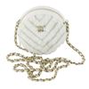 Image 1 : Chanel White Chevron Quilted Fur Round Crossbody Bag